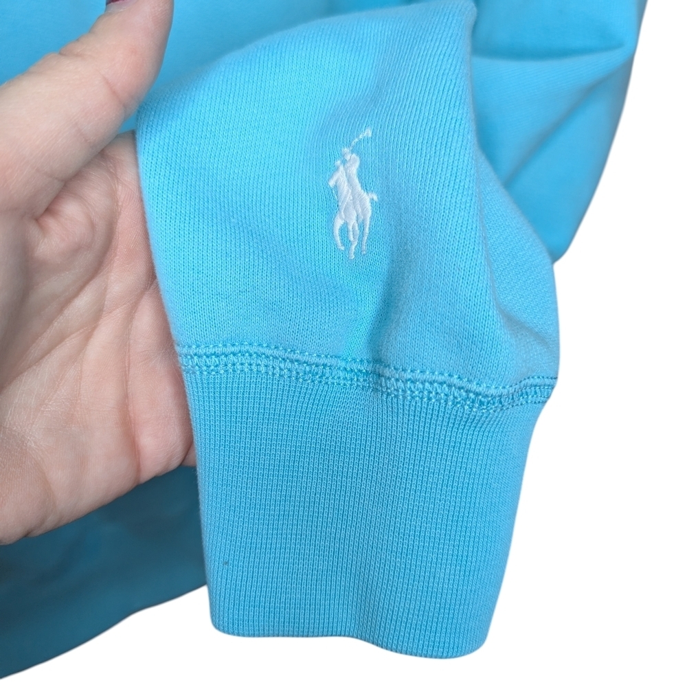 Polo Ralph Lauren Hoodie Womens Petite Small SP Aqua Blue Spellout Logo Pullover - Picture 3 of 14